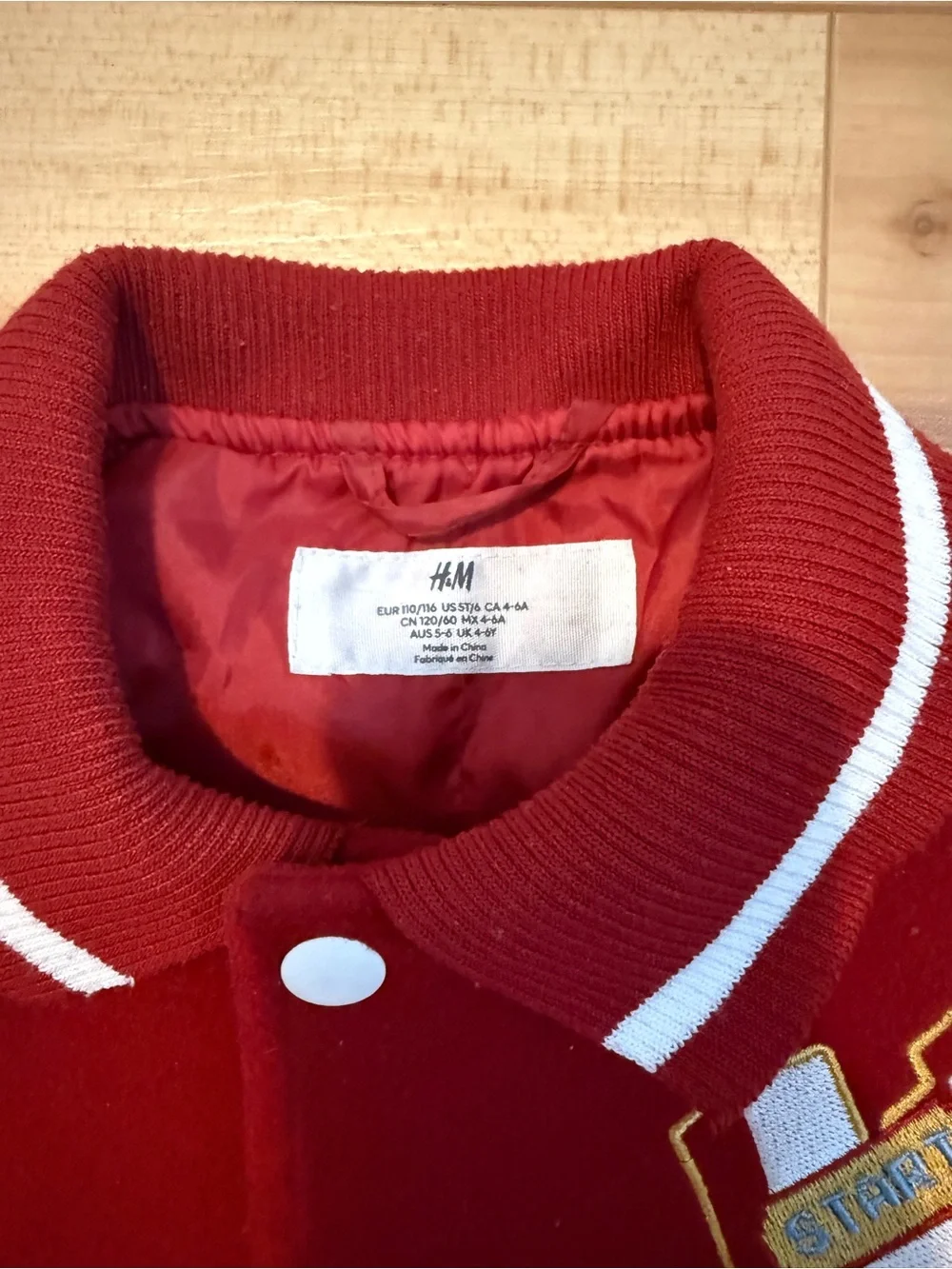 Kids Red Varsity Jacket with White Accents Football jacket